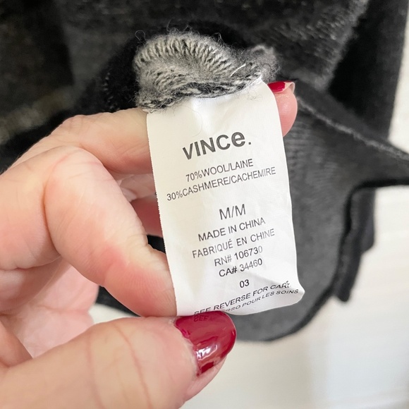 Vince Knit sweater Cashmere Wool Striped Boatneck Pullover Gray M Oversized - Picture 7 of 9